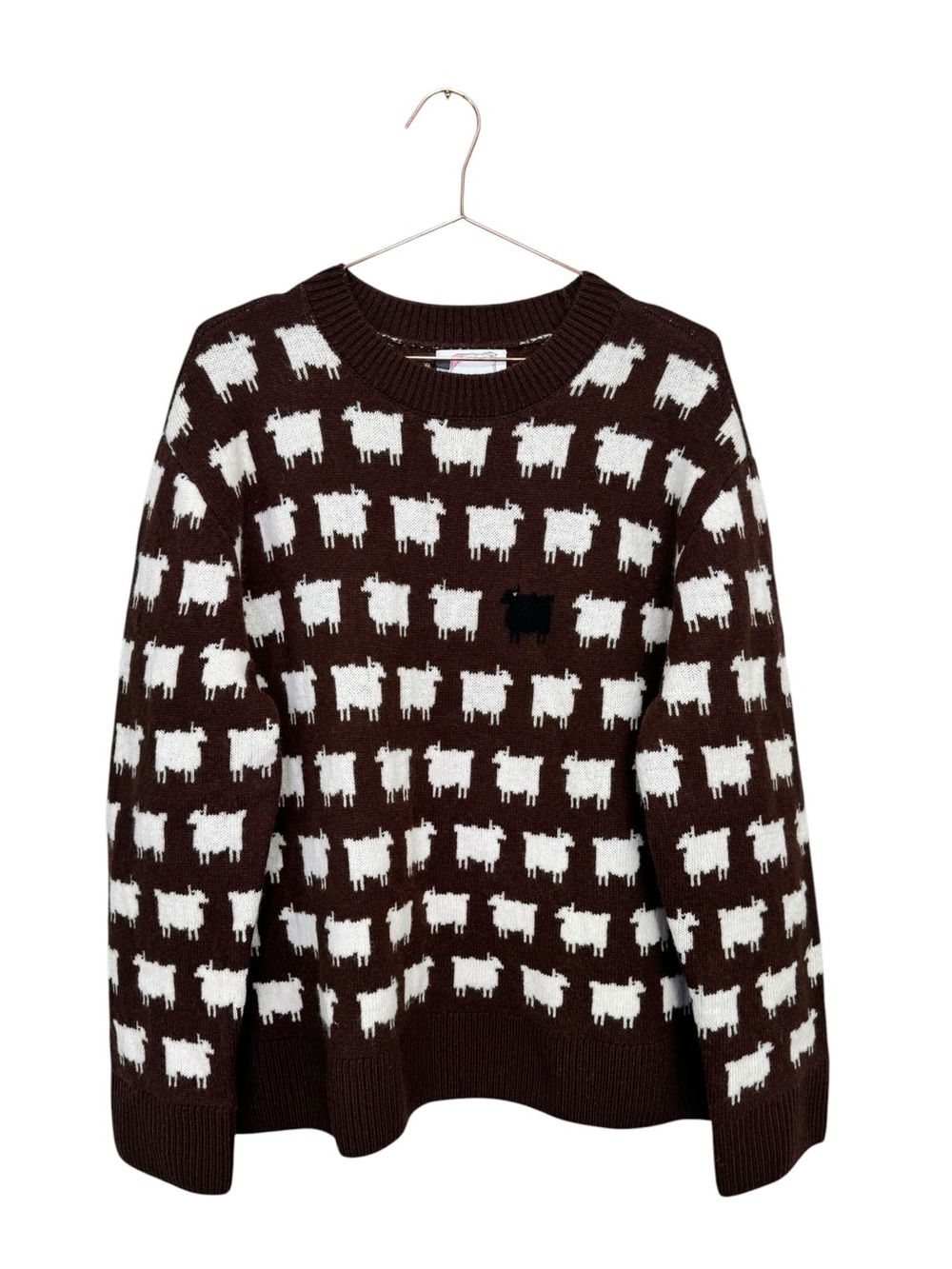 NEW Rowing Blazers Warm and Wonderful Oversized Wool Sheep Sweater Brown Large - Picture 4 of 9